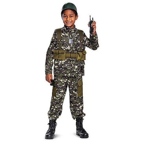 Soldier Uniform Costume Halloween USA Military Green Army Camo BDU Size 4-6 - Picture 1 of 9